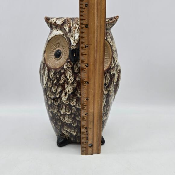 Elegant Expressions by Hosley Ceramic Big Eye Owl Vase Brown Tan Home Decor - Picture 8 of 10
